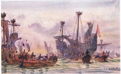 理查德一世与撒拉逊船一起行动，1915年 作者 威廉·莱昂内尔·威利